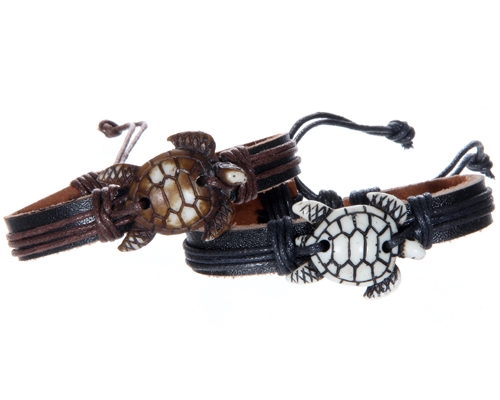 Leather Stone Turtle Bracelet