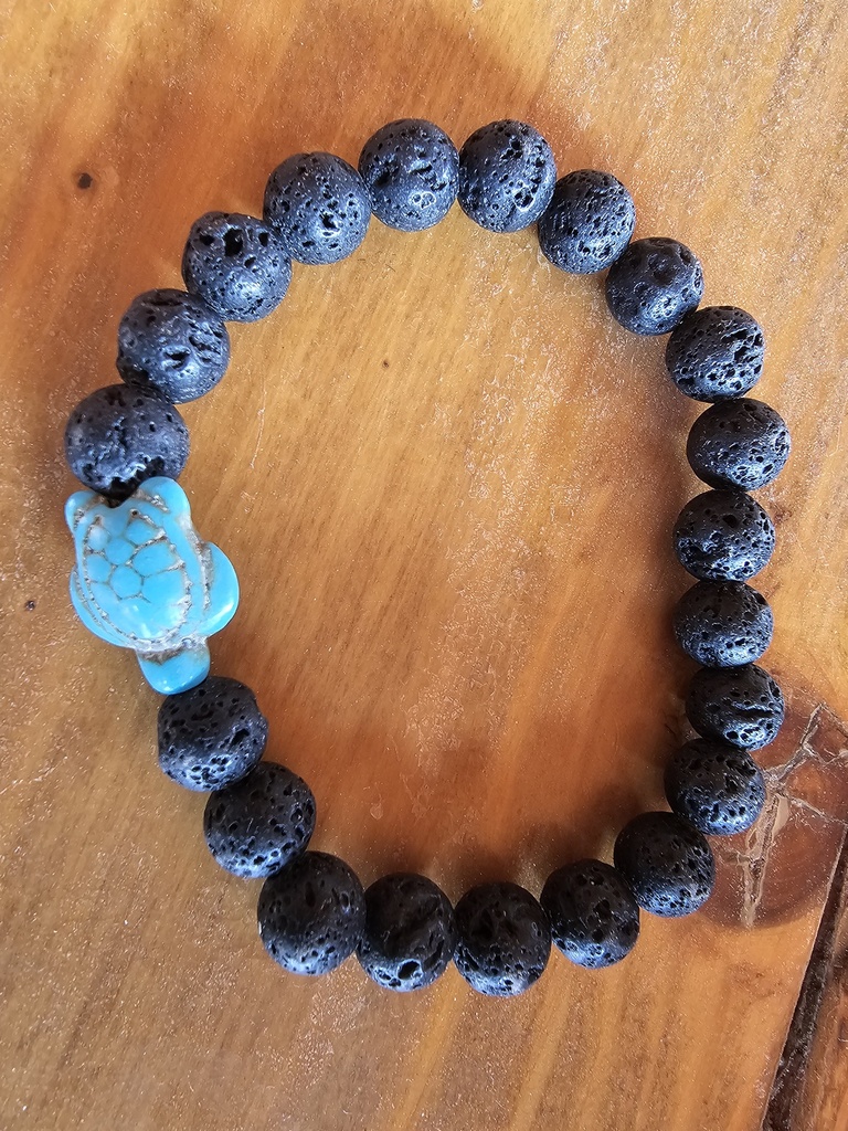 Lava Bead Bracelet with turtle