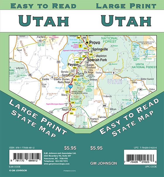 Utah Map Large Print - Laminated