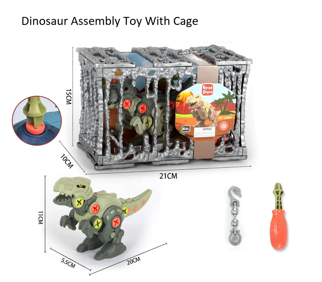 Dinosaur Assembly Toy in Cage - Large