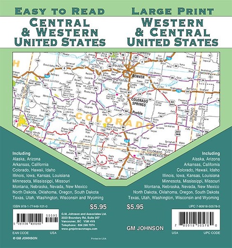 Western and Central US Map